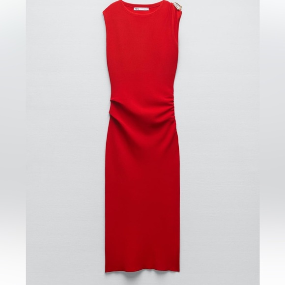 Zara Red Midi Dress - Picture 5 of 7